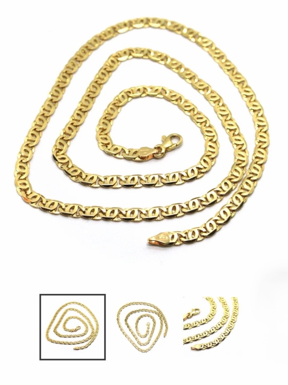 18K Yellow Solid Gold Chain Necklace Byzantine style - made in 🇮🇹